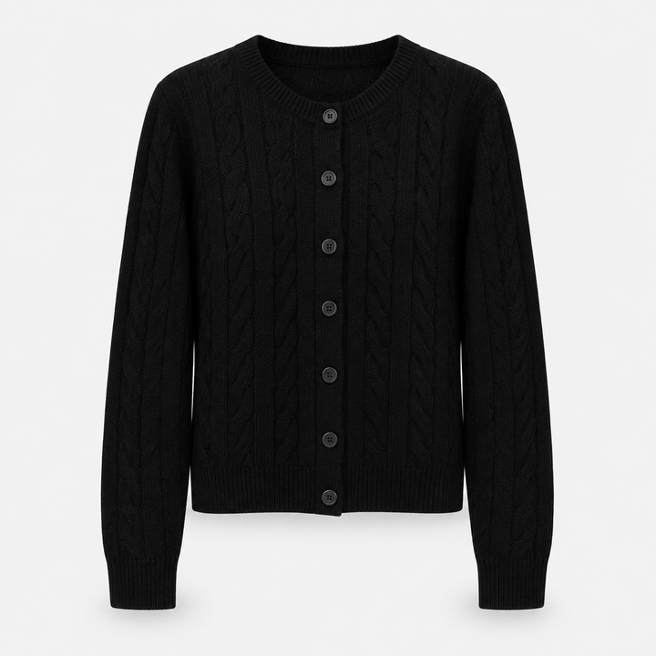 Textured Knit Cardigan with Button-Front for Women