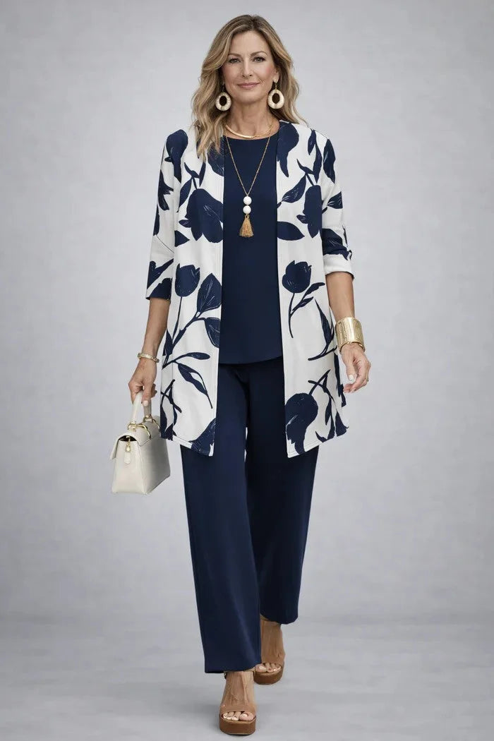 Three-Piece Cardigan, Top and Pant Set