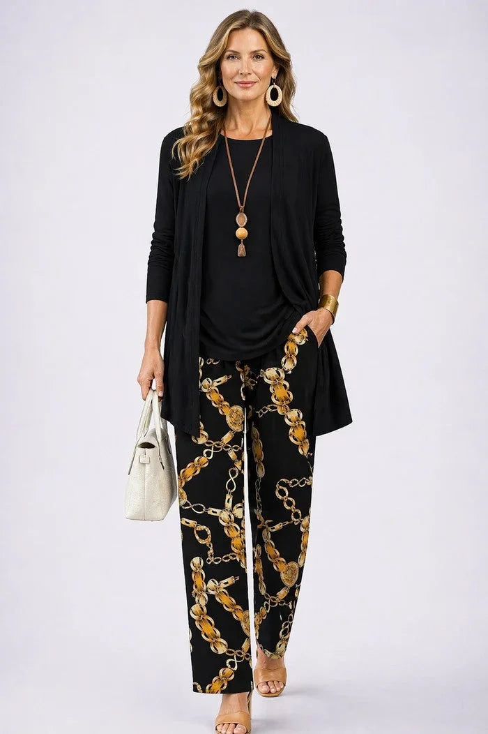 Three-Piece Cardigan, Top and Pant Set