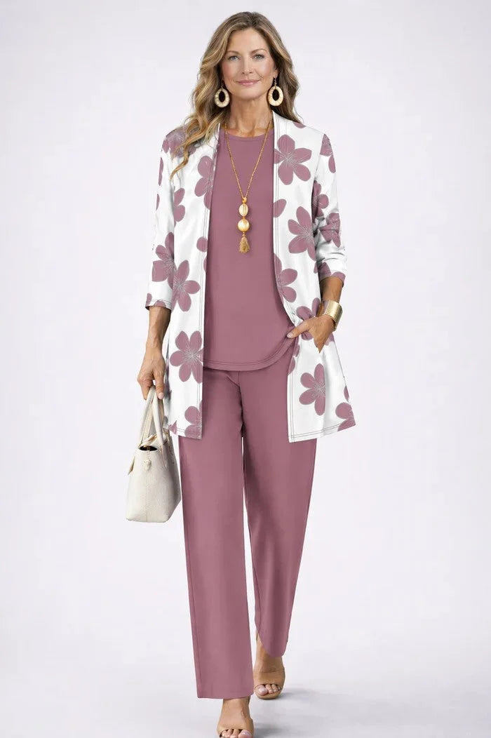 Three-Piece Cardigan, Top and Pant Set