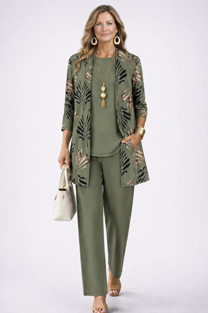 Three-Piece Cardigan, Top and Pant Set