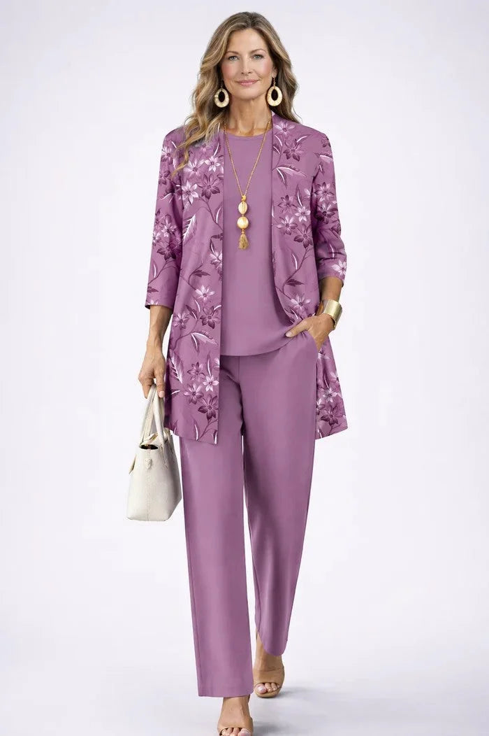 Three-Piece Cardigan, Top and Pant Set