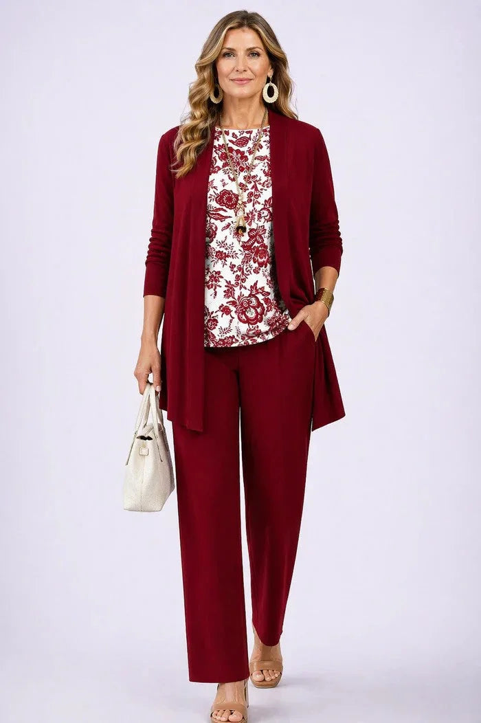 Three-Piece Cardigan, Top and Pant Set