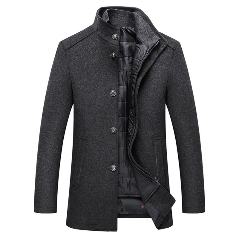 Wool Windproof Striped Men's Coat - Logan