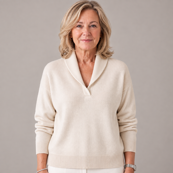 Soft Women's Sweater with Shawl Collar and Long Sleeves