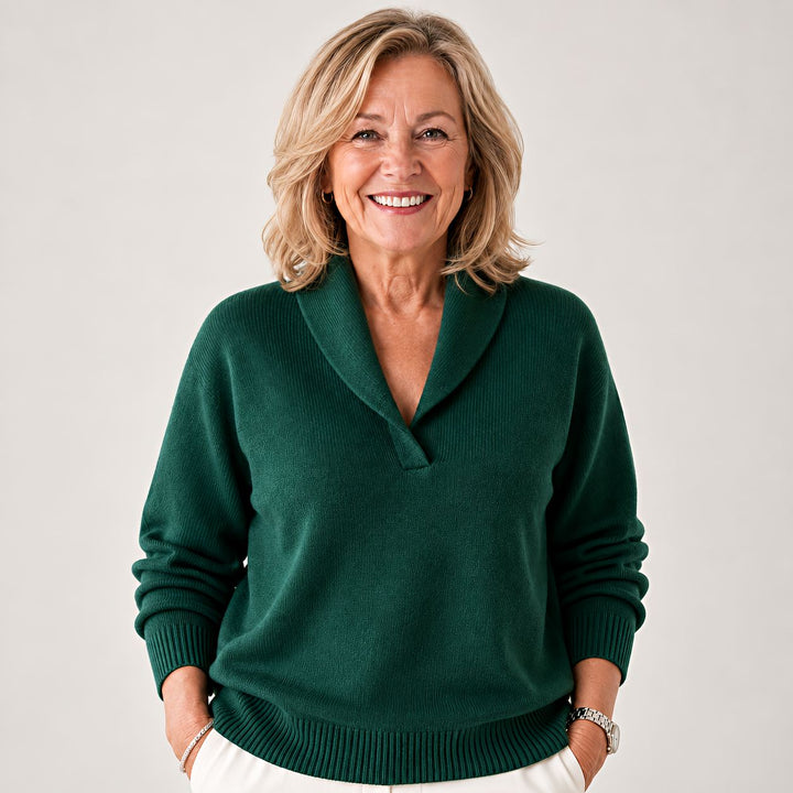 Soft Women's Sweater with Shawl Collar and Long Sleeves