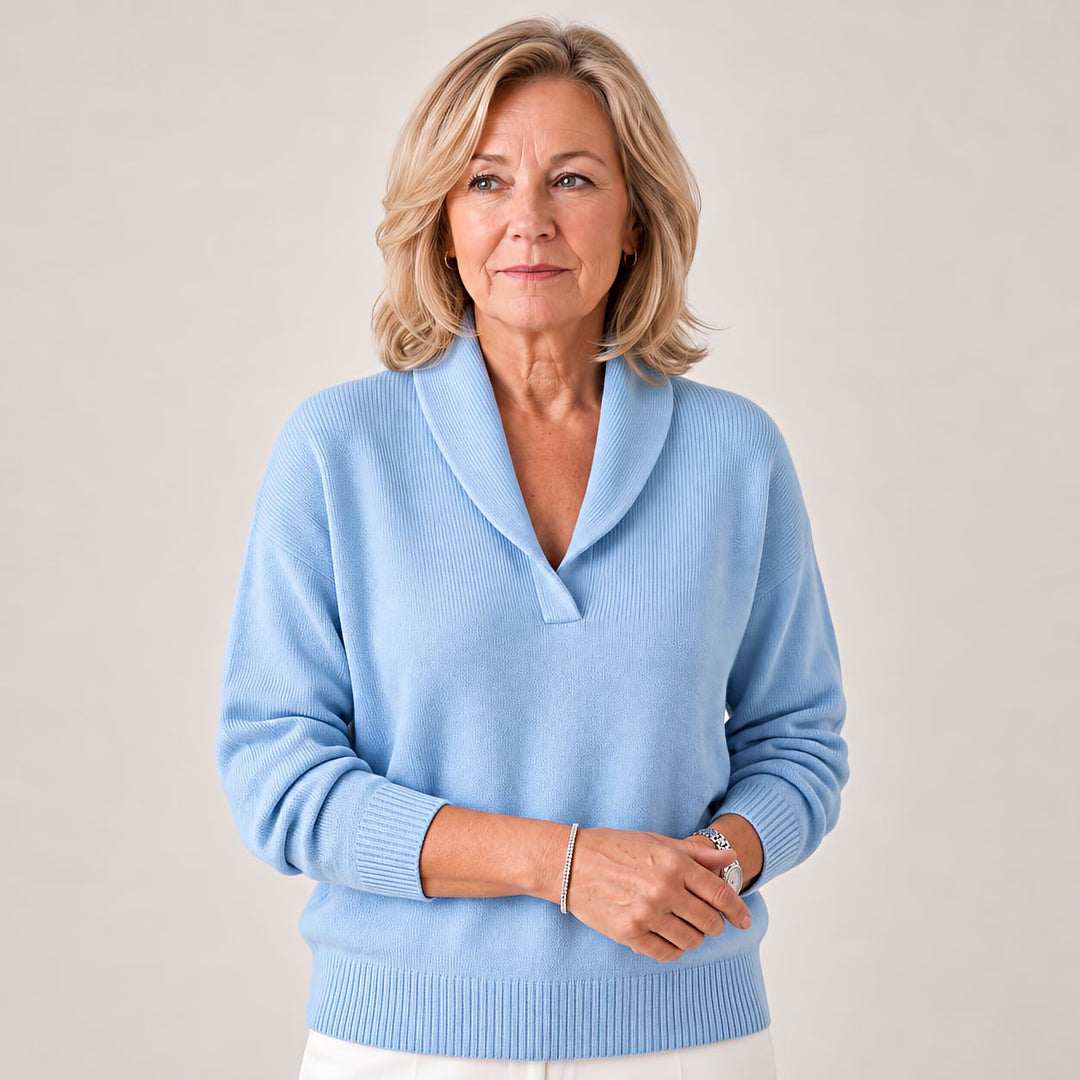 Soft Women's Sweater with Shawl Collar and Long Sleeves
