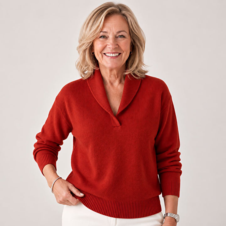 Soft Women's Sweater with Shawl Collar and Long Sleeves