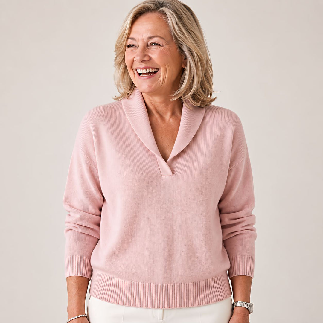 Soft Women's Sweater with Shawl Collar and Long Sleeves