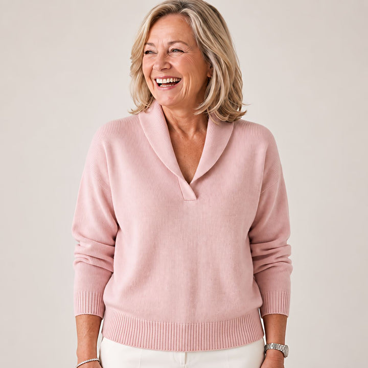Soft Women's Sweater with Shawl Collar and Long Sleeves