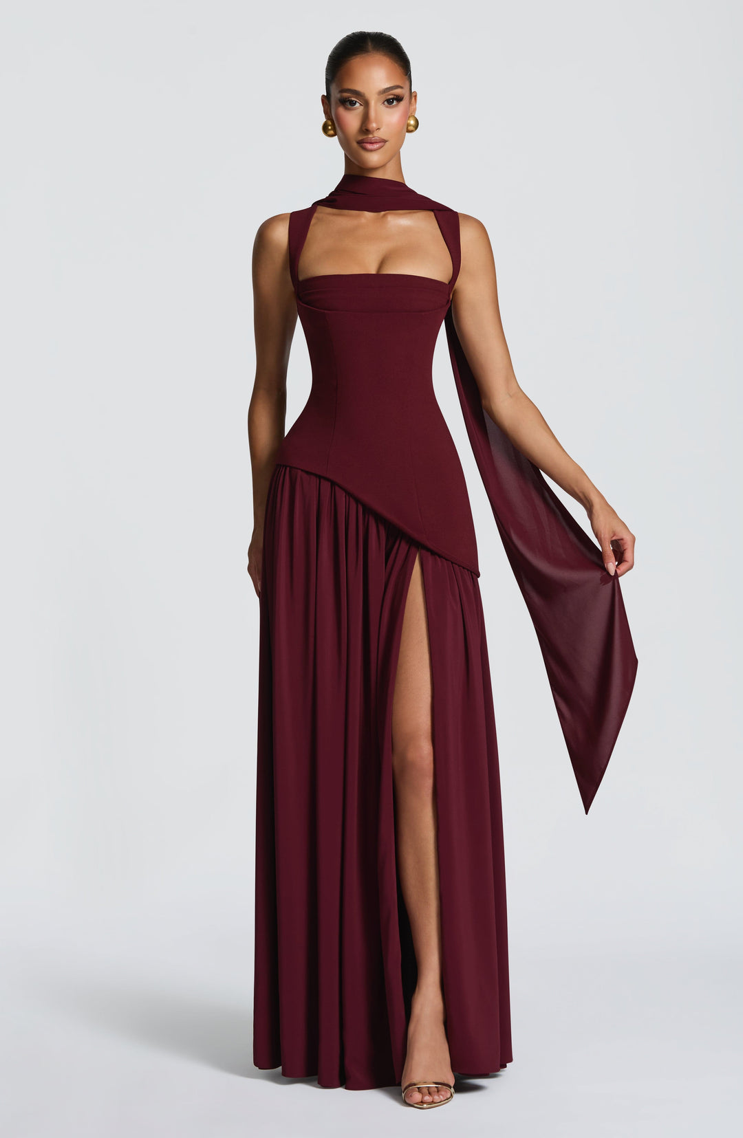 Flowing Chiffon Maxi Dress with Lace-Up Back