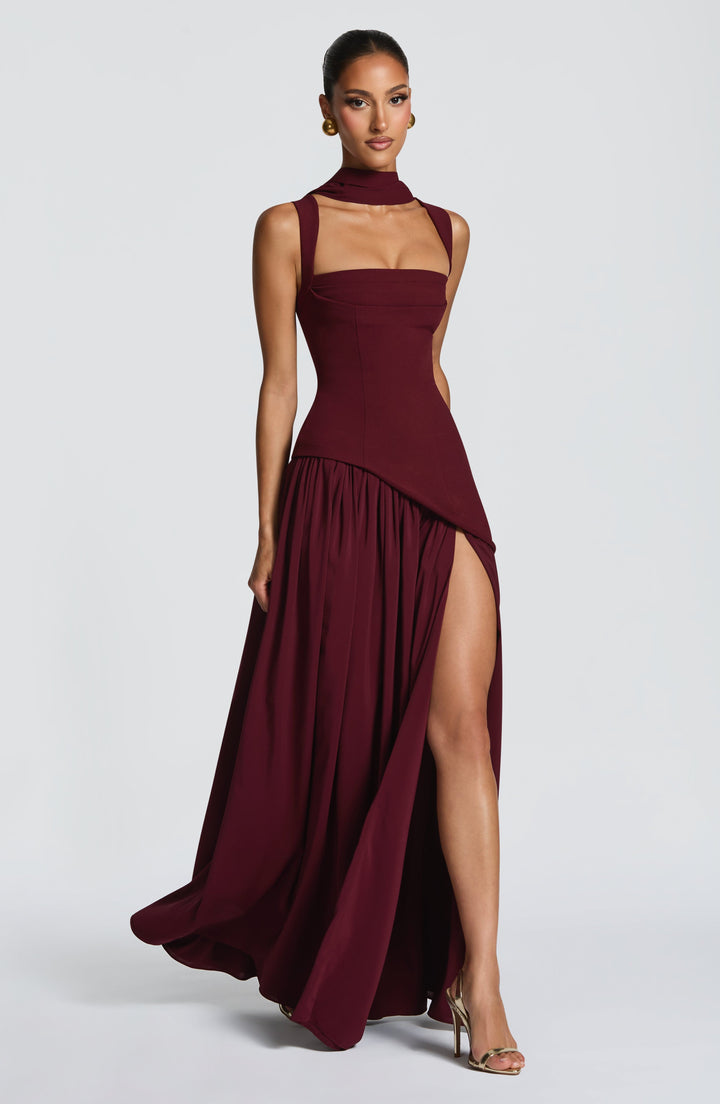 Flowing Chiffon Maxi Dress with Lace-Up Back