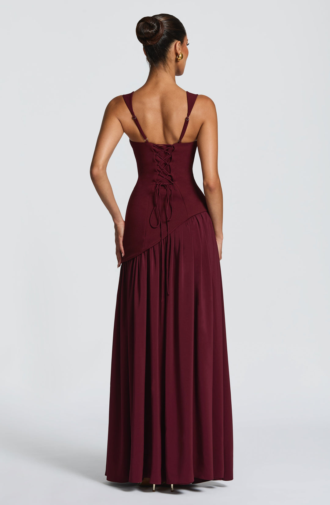 Flowing Chiffon Maxi Dress with Lace-Up Back