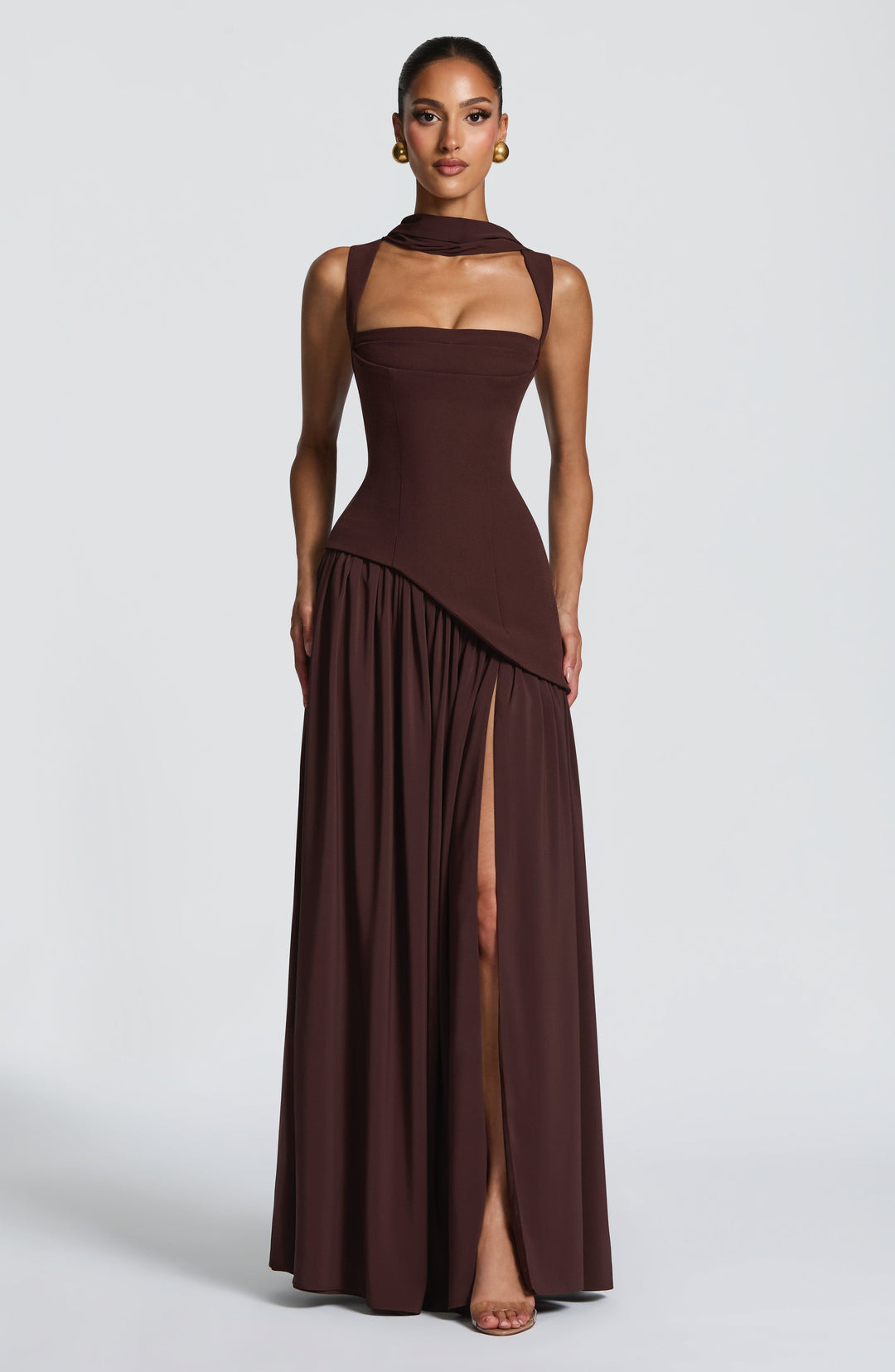 Flowing Chiffon Maxi Dress with Lace-Up Back