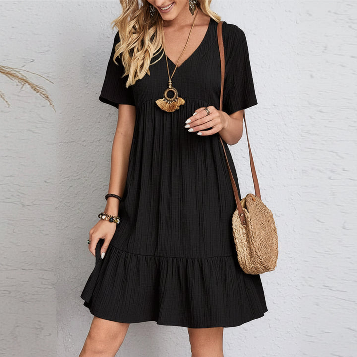 Slimming Retro V-Neck Dress with Tummy Control