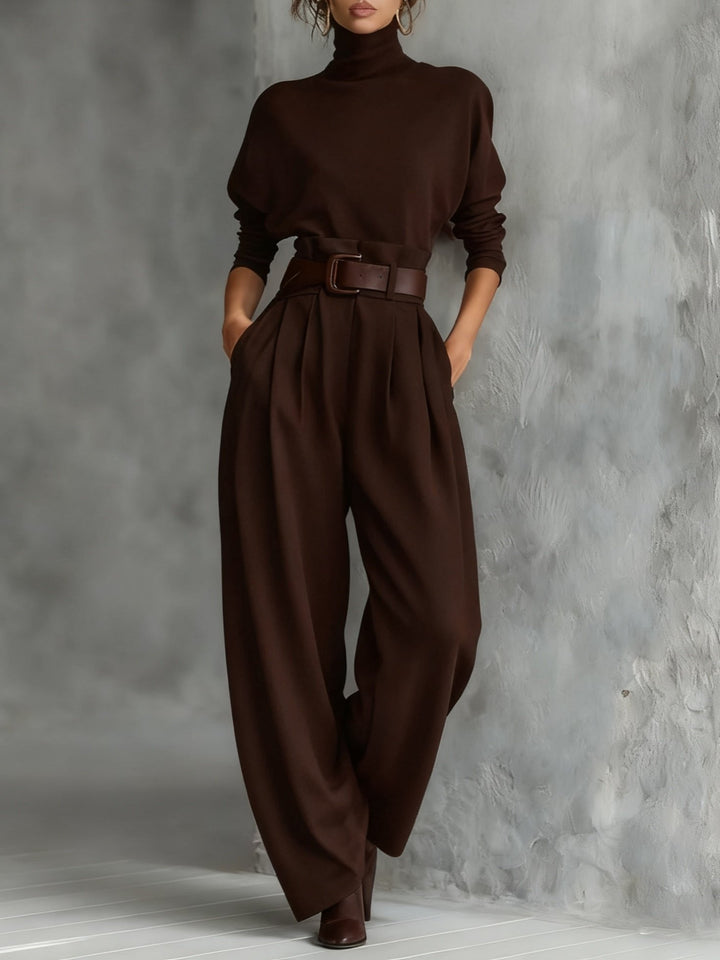 Luna | Turtleneck Jumpsuit Set Long Sleeve High Waist Belt