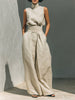 Emma | Two Piece Set Sleeveless Top Wide Leg Pants Linen