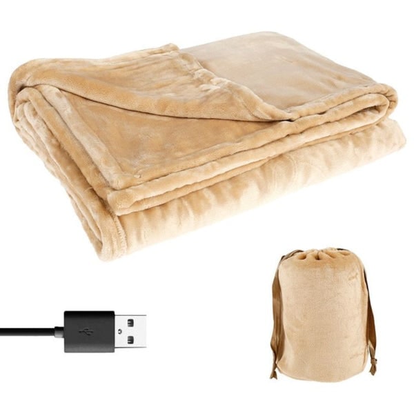 USB Heated Blanket and Throw with Plush Fleece Storage Bag 63 X 33 Inches Electric