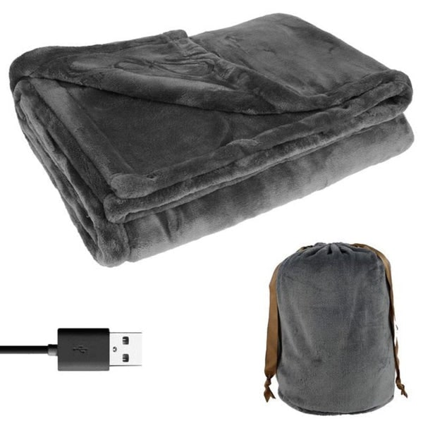 USB Heated Blanket and Throw with Plush Fleece Storage Bag 63 X 33 Inches Electric