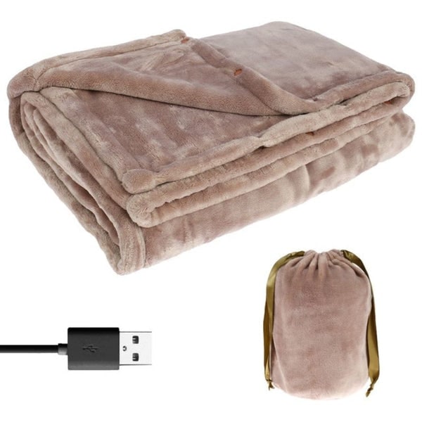USB Heated Blanket and Throw with Plush Fleece Storage Bag 63 X 33 Inches Electric