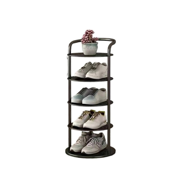 Vertical Shoe Rack and Storage with Metal Frame Freestanding Multi-Tier Round Shelves