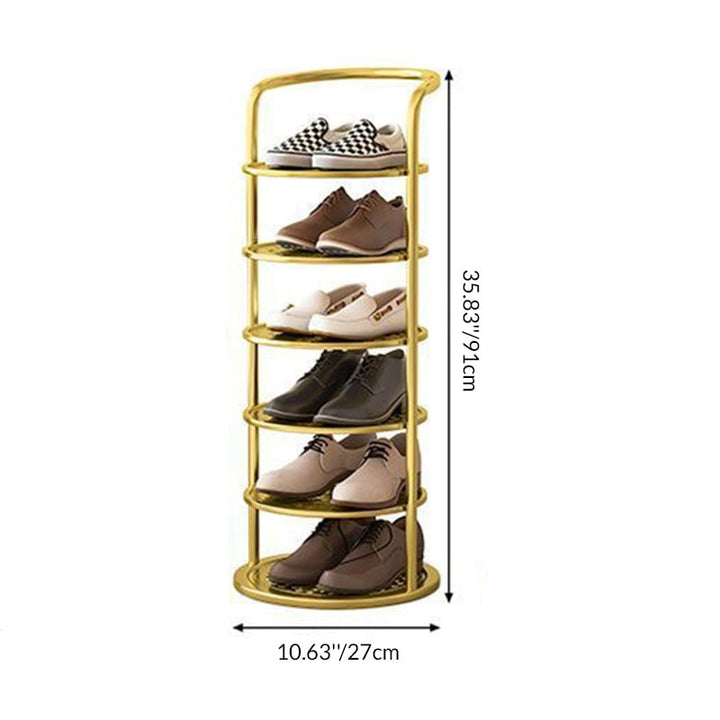Vertical Shoe Rack and Storage with Metal Frame Freestanding Multi-Tier Round Shelves