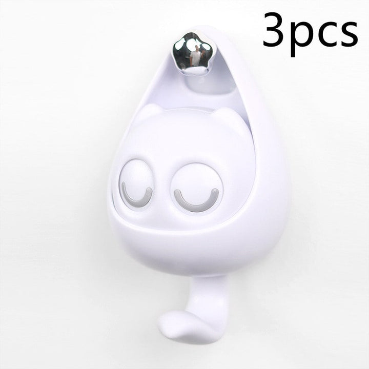 Wall Hooks with Adhesive Backing Winking Cat Coat for Mounted Decoration Key and Hat for Home