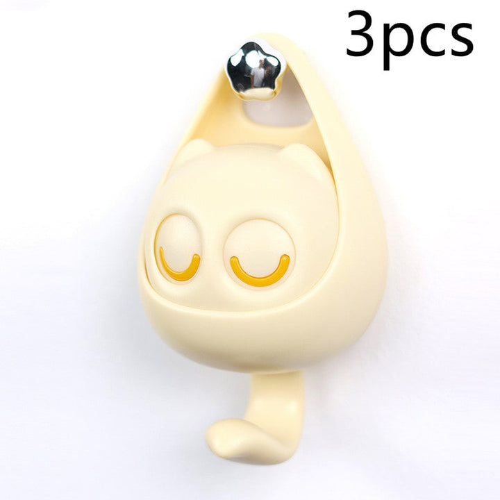 Wall Hooks with Adhesive Backing Winking Cat Coat for Mounted Decoration Key and Hat for Home