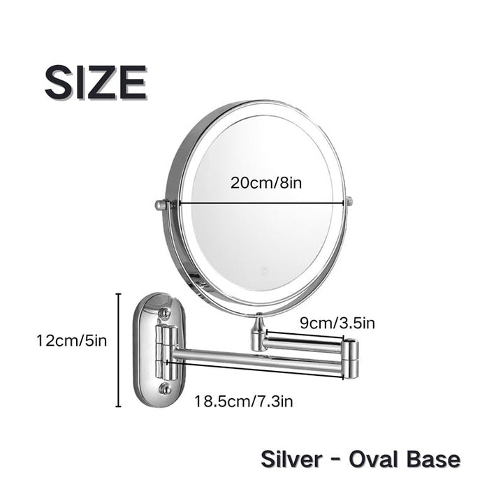 Wall Mounted Vanity Mirror for Makeup with LED Lights 10x Magnification and Folding Arm