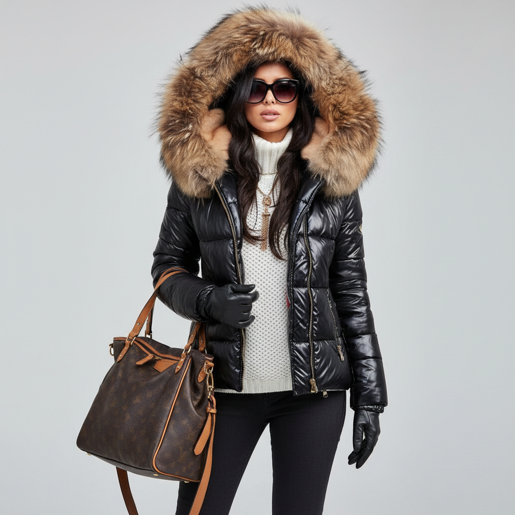 Women's Thick Lined Winter Jacket with Hood, Wind- and Water-Repellent.