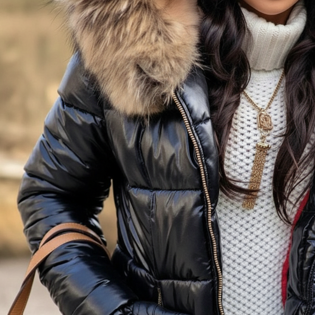 Women's Thick Padded Winter Jacket with Hood, Wind and Water Resistant