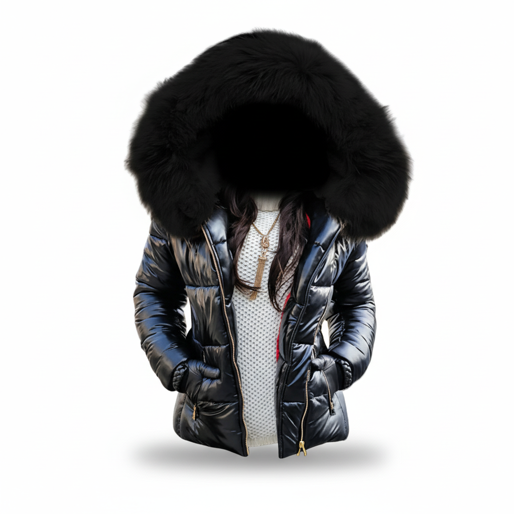 Women's Thick Lined Winter Jacket with Hood, Wind- and Water-Repellent.