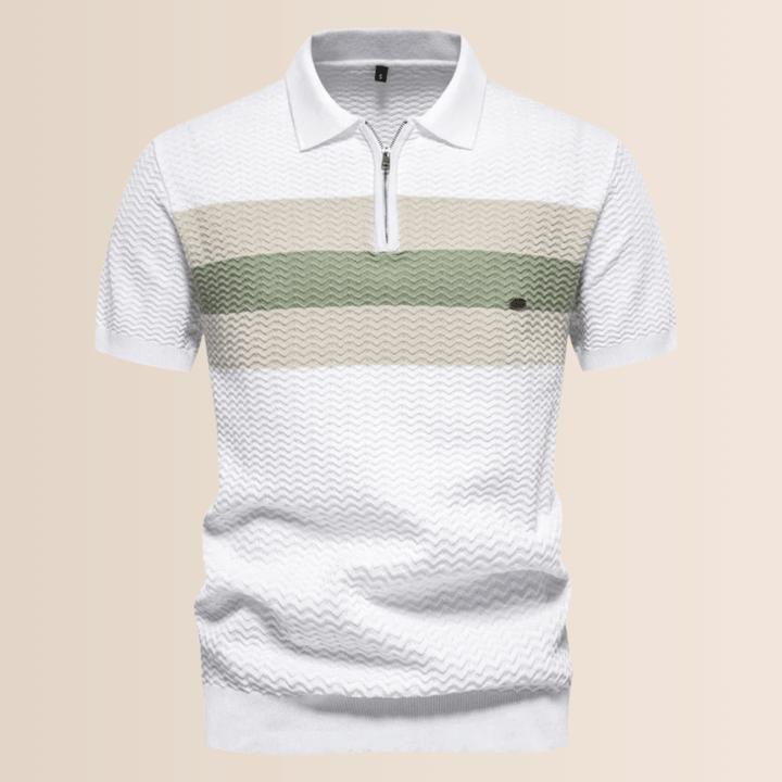 Men’s Polo Shirt with Striped Knit Design