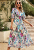Jasmine | Women's Floral V Neck Midi Wedding Guest Dress