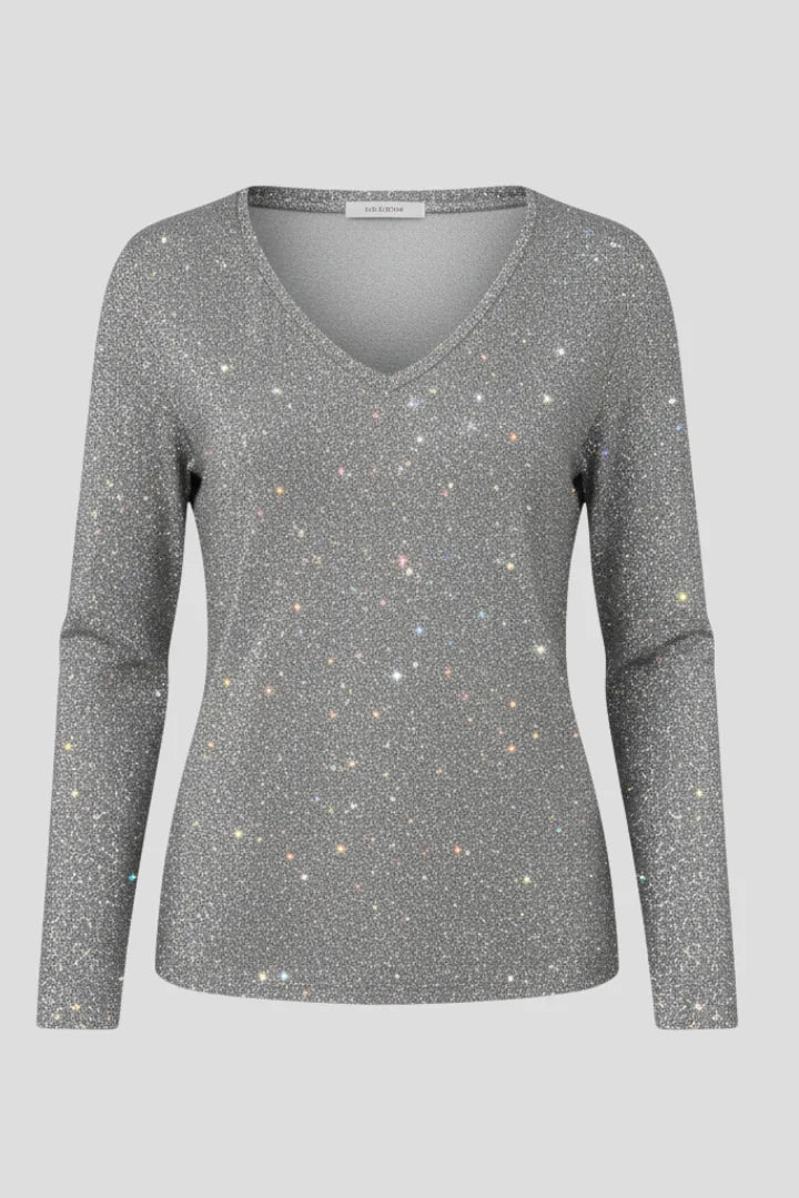 Sequin V-Neck Long Sleeve Sweater