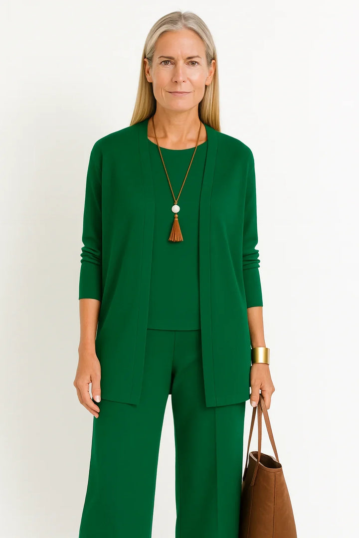 Women's 3-Piece Knit Cardigan, Tank and Wide-Leg Pant Set