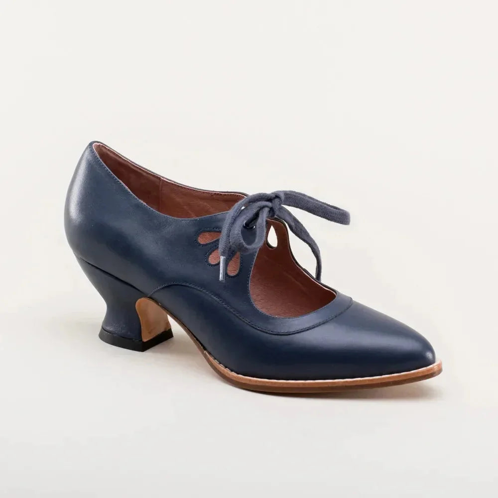 Mary Jane Pumps with Cut-Out Lace-Up Ties