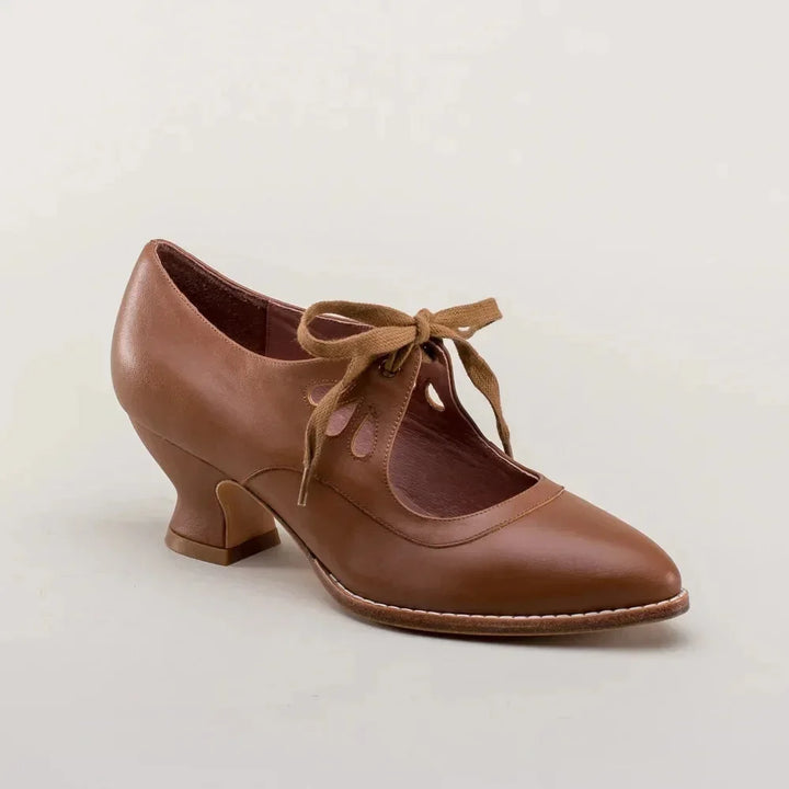 Mary Jane Pumps with Cut-Out Lace-Up Ties