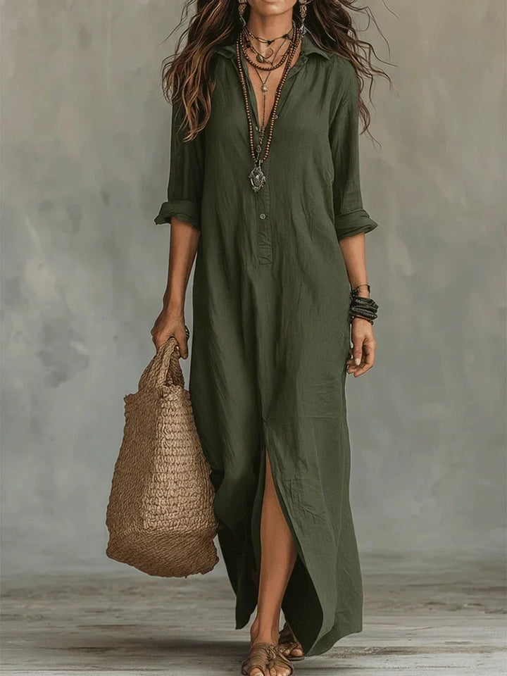 Boho Relaxed Shirt Maxi Dress