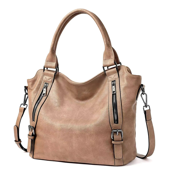 Faux Leather Shoulder Tote Bag