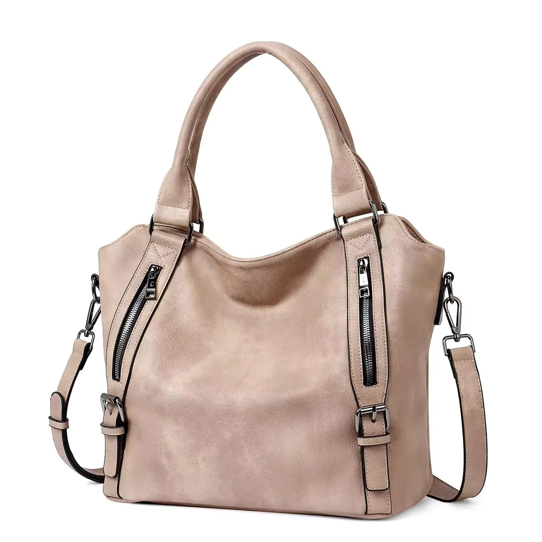 Faux Leather Shoulder Tote Bag