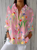 Luna | Women's Button Down Blouse Long Sleeve V-Neck Relaxed Fit