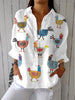 Sophia | Women's Button-Front Blouse Colorful Hen Print