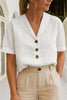 Harper | Women's Button-Front Blouse Short Sleeve V-Neck Top