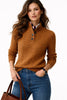 Cable Knit Button-Neck Wool Blend Sweater