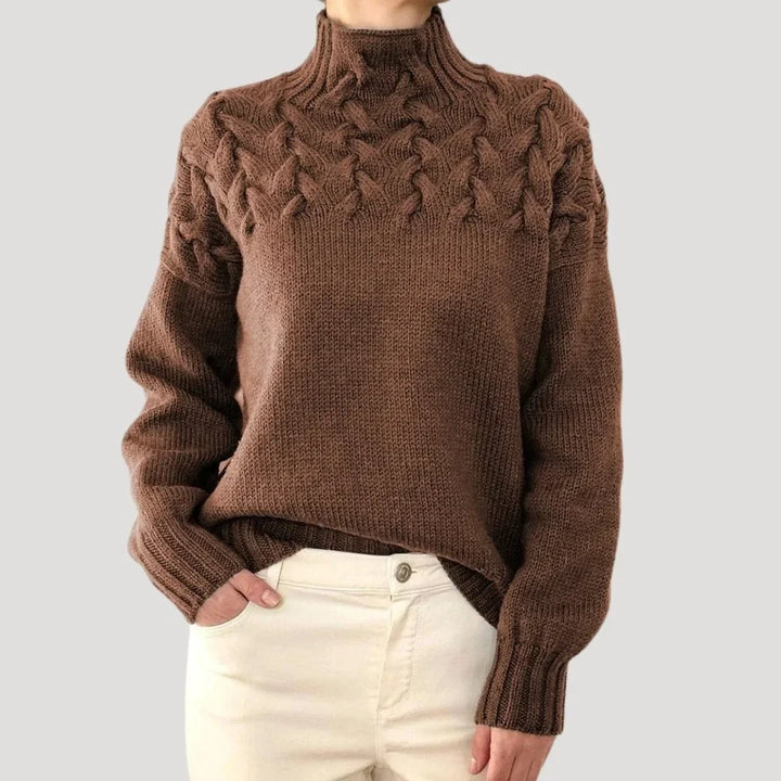 Cable Knit Turtleneck Pullover Sweater