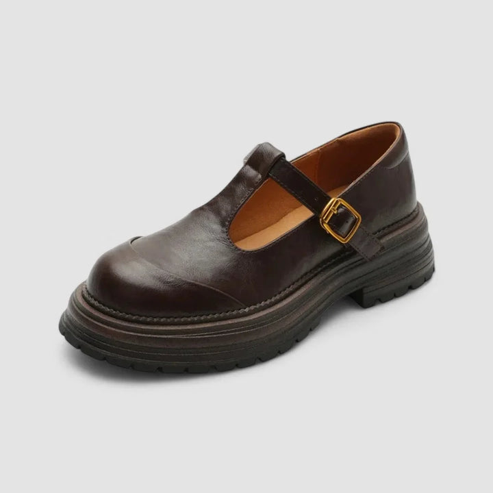 Chunky Leather Platform Mary Jane Shoes