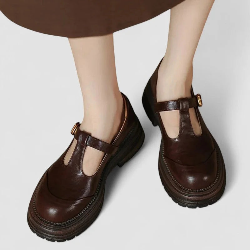 Chunky Leather Platform Mary Jane Shoes