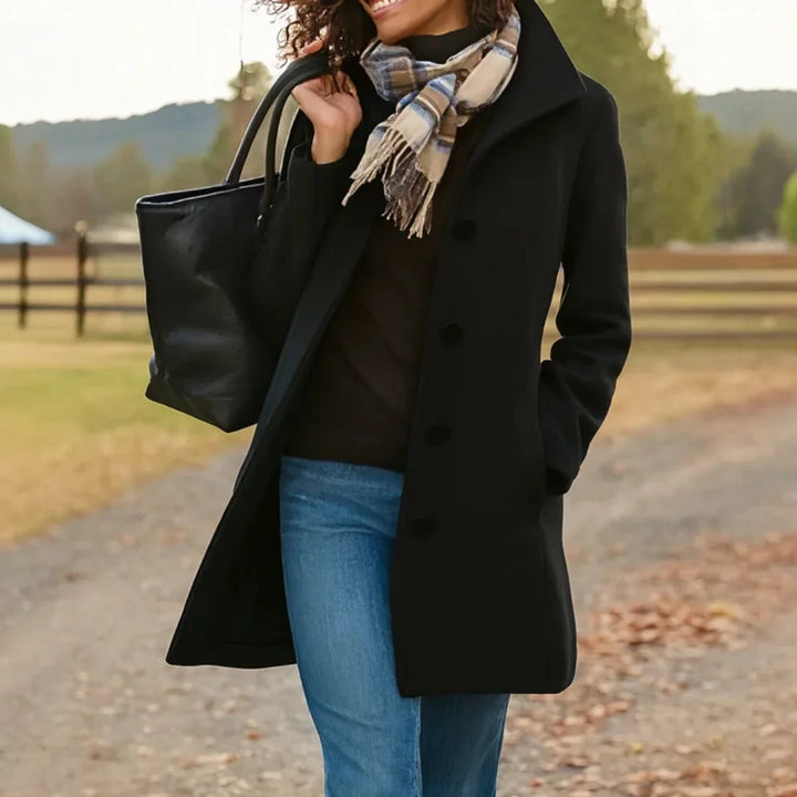 Single-Breasted Wool-Blend Midi Coat
