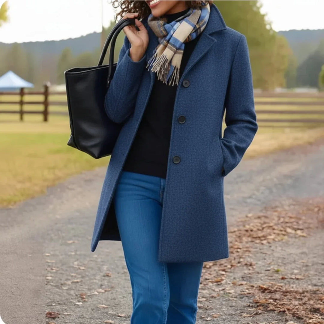 Single-Breasted Wool-Blend Midi Coat